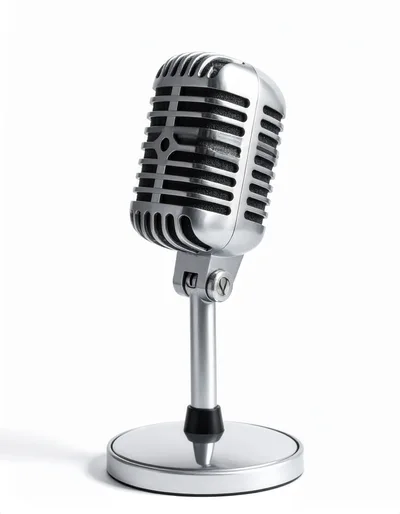Vintage Silver Studio Microphone On A Stand