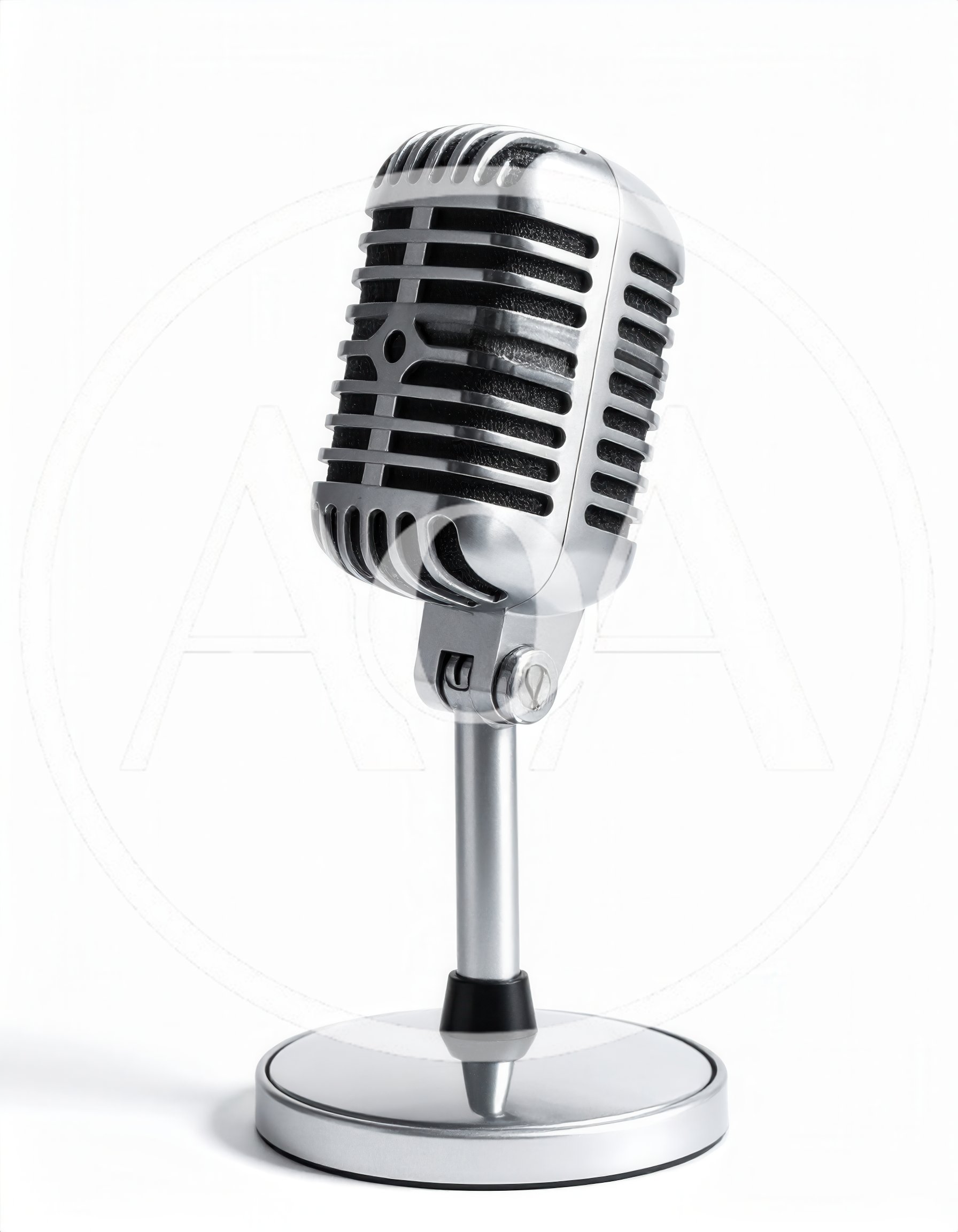 Vintage Silver Studio Microphone On A Stand