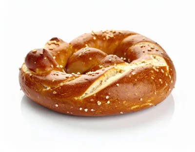 Freshly Baked Soft Pretzel On White Background