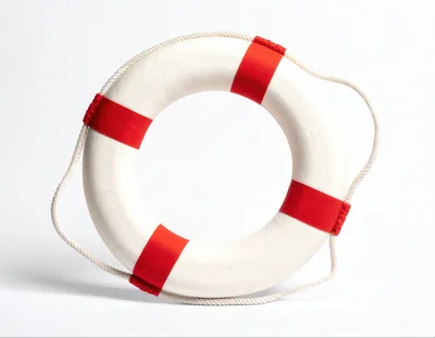 White Life Buoy Ring With Red Stripes