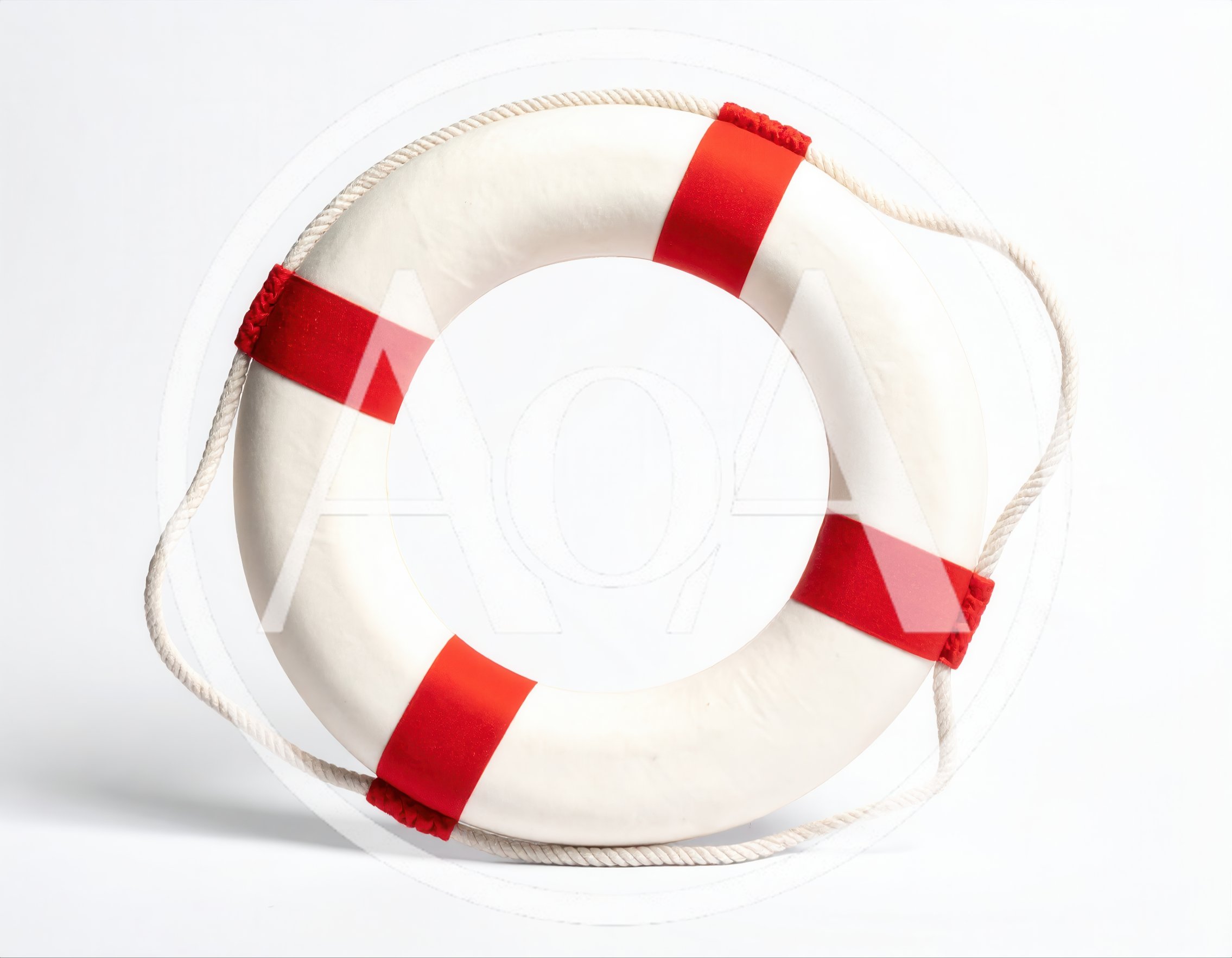 White Life Buoy Ring With Red Stripes