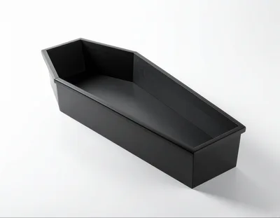 Empty Black Coffin Shaped Serving Tray