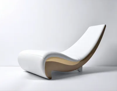Modern White And Gold Curved Chaise Lounge Chair