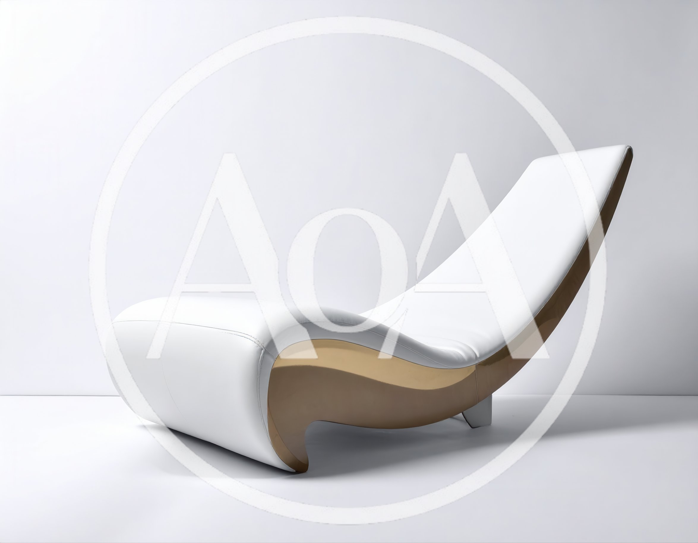 Modern White And Gold Curved Chaise Lounge Chair