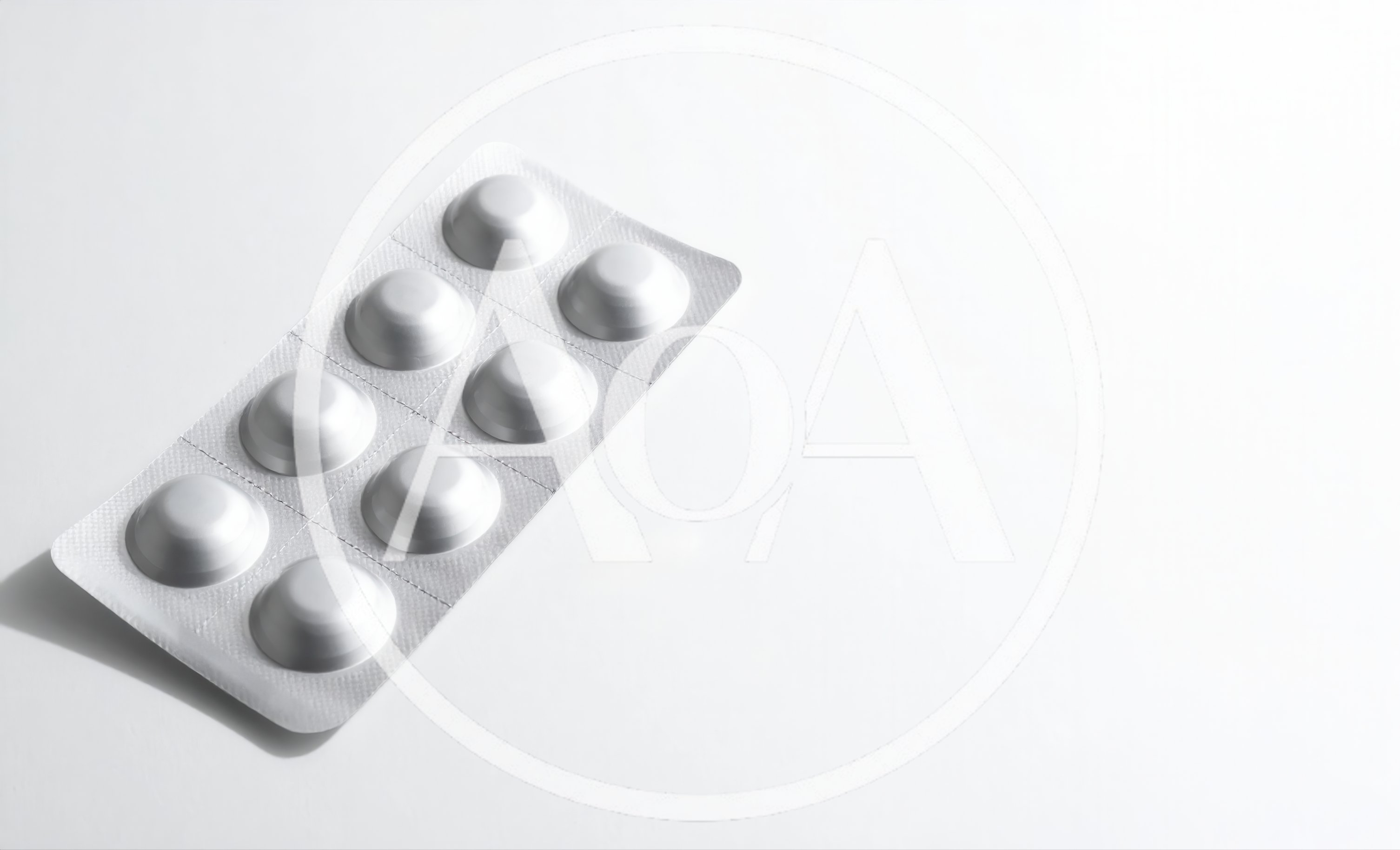 Blister Pack Of White Pills On White Background