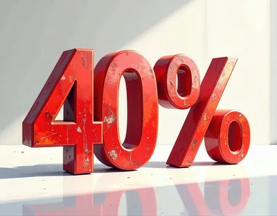 Large Red 3D Forty Percent Discount Sign