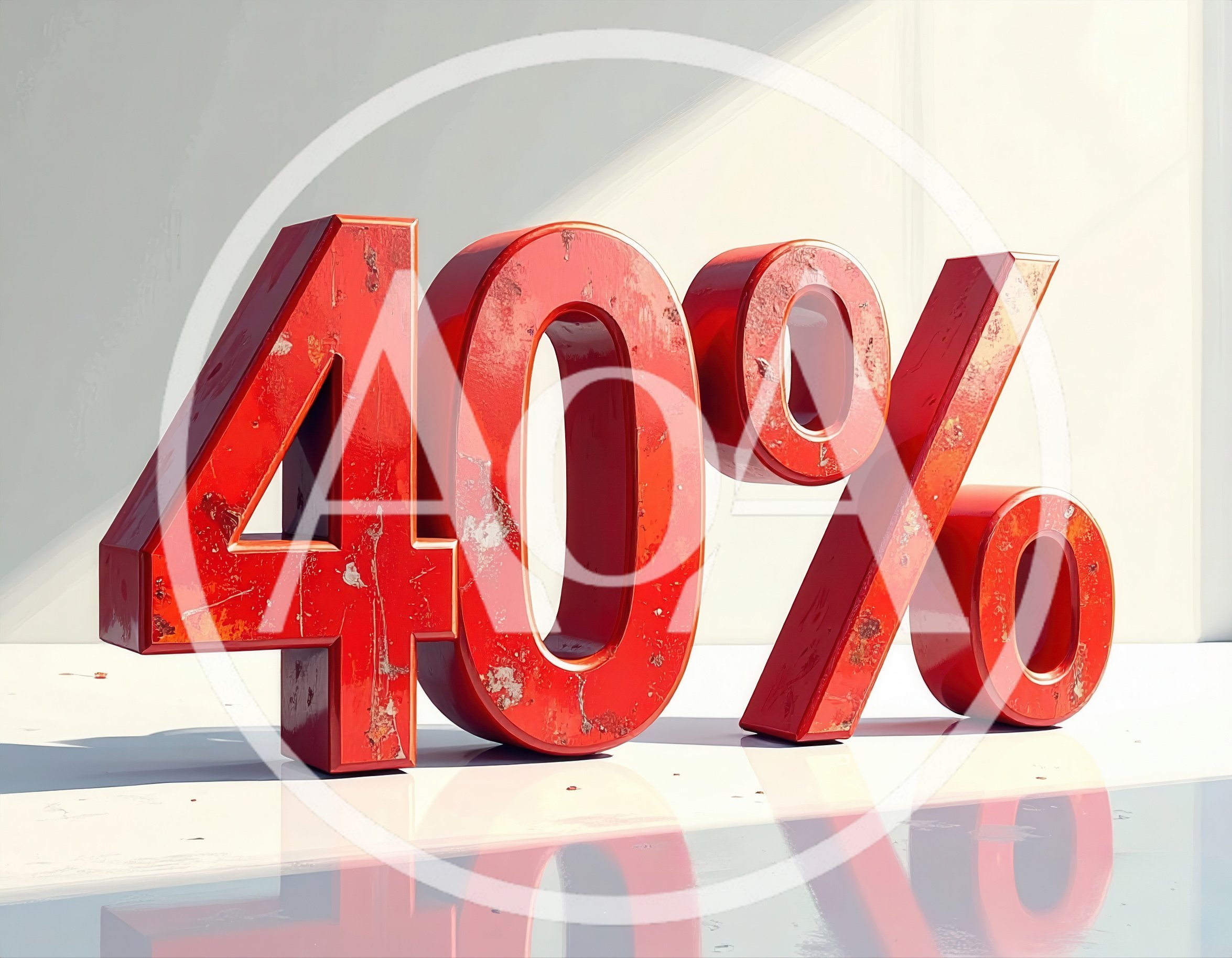 Large Red 3D Forty Percent Discount Sign
