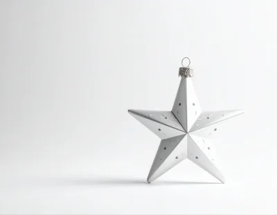 White Star Christmas Ornament On White Background