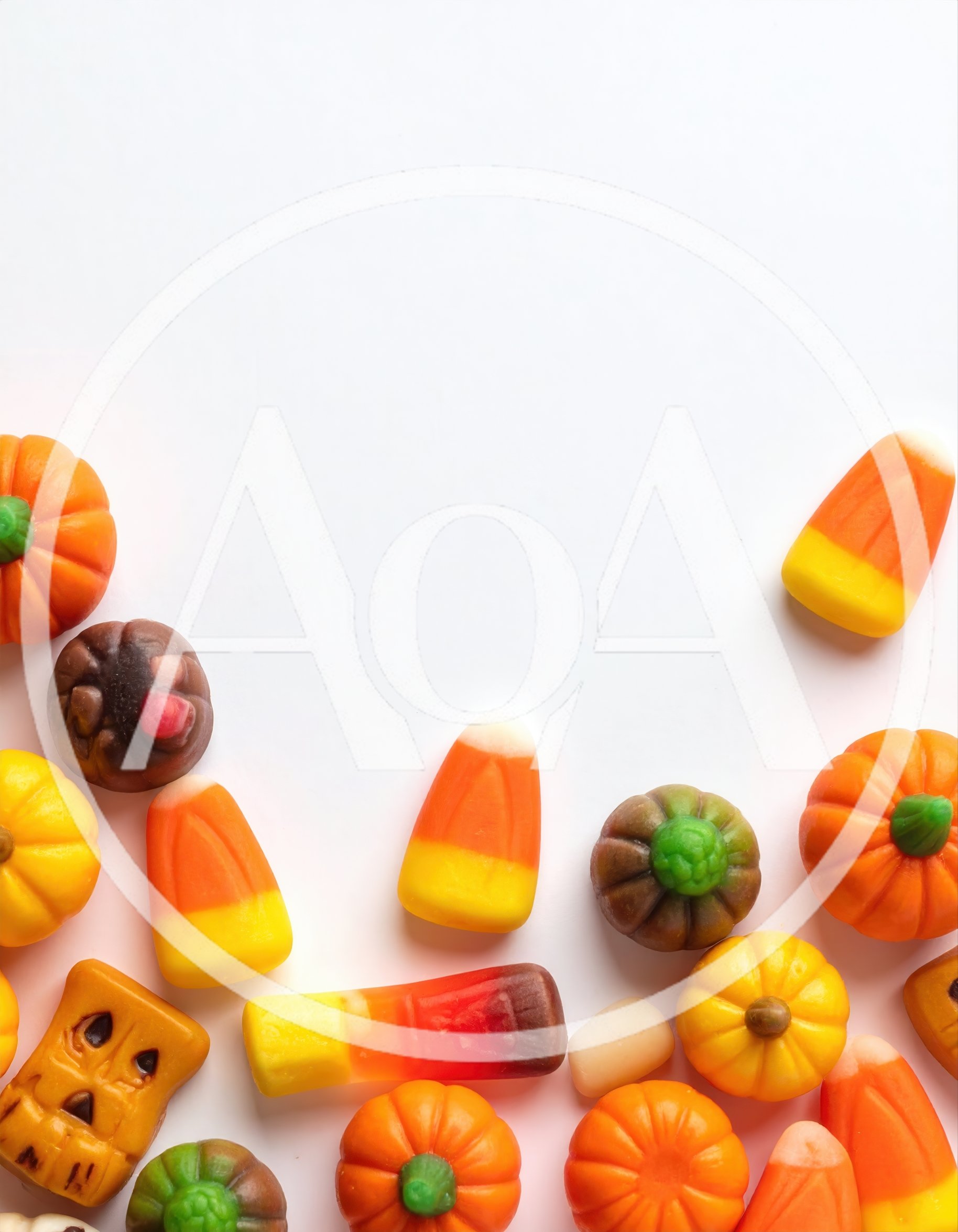 Halloween Candy Assortment on White Background