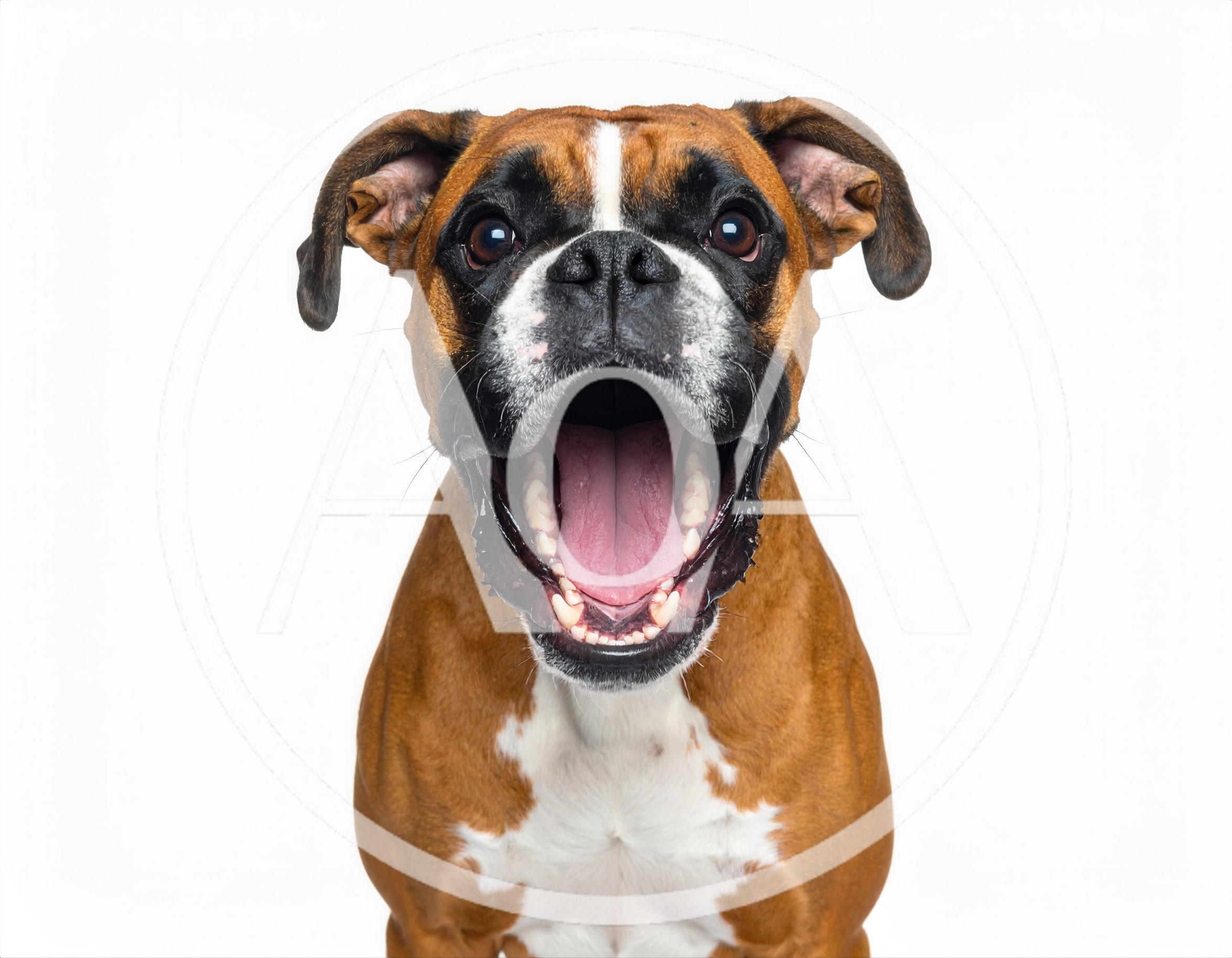 Portrait Of A Happy Boxer Dog With Mouth Open