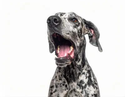 Harlequin Great Dane Dog Yawning