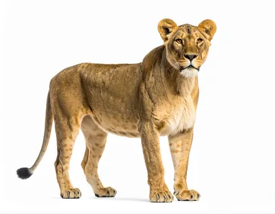 Full Body Portrait Of A Standing Lioness