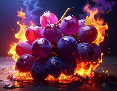 Grapes Burning In Intense Fire