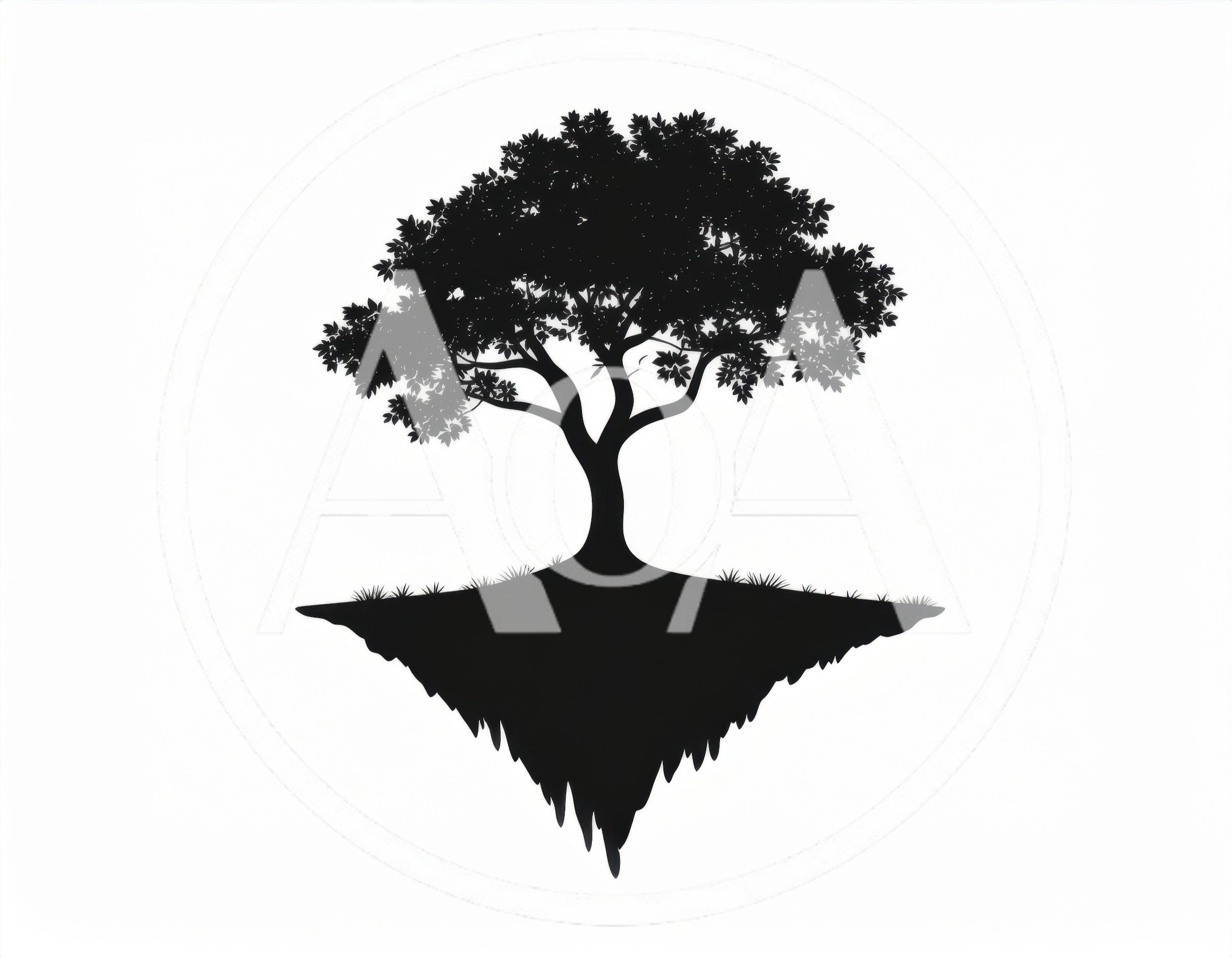 Silhouette Of A Floating Island With A Tree