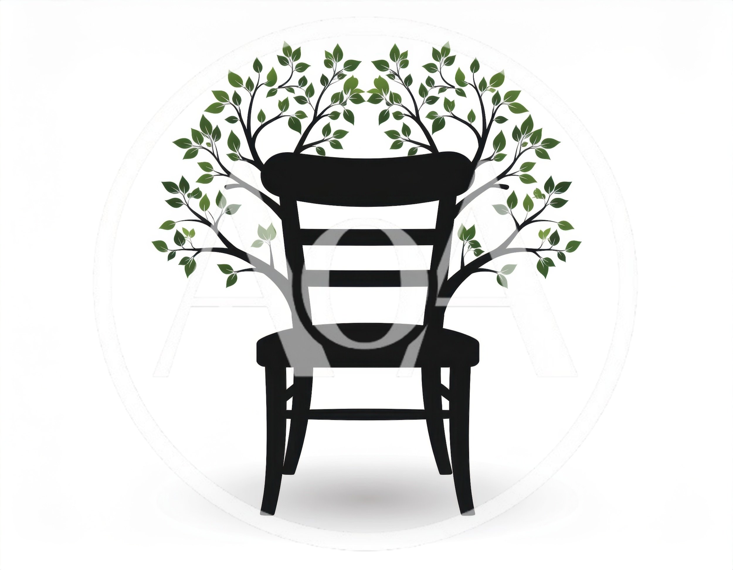 Black Chair Silhouette With Tree Branch Backrest
