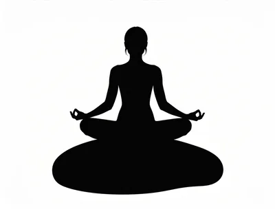 Silhouette Of A Woman Meditating In Lotus Position