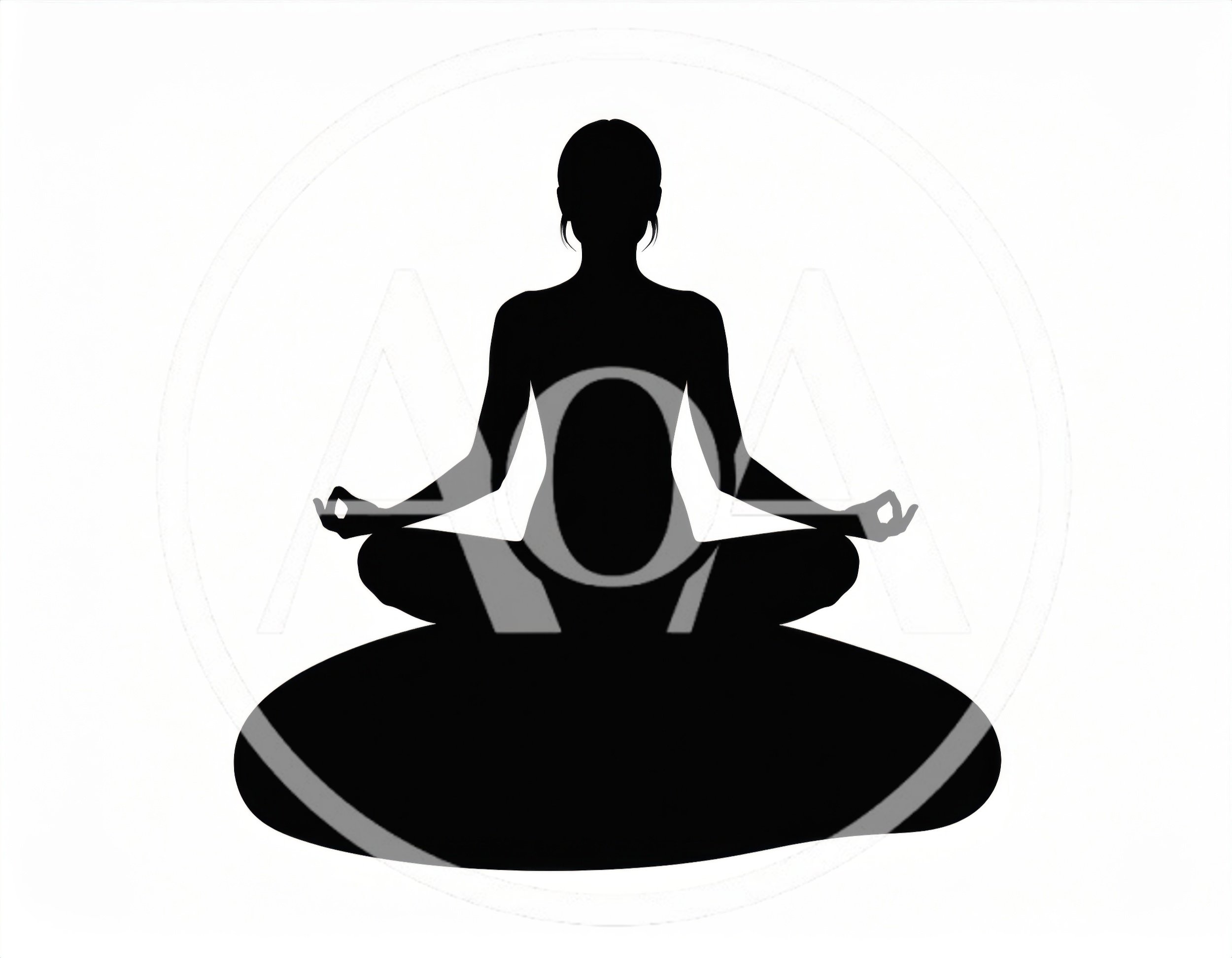 Silhouette Of A Woman Meditating In Lotus Position