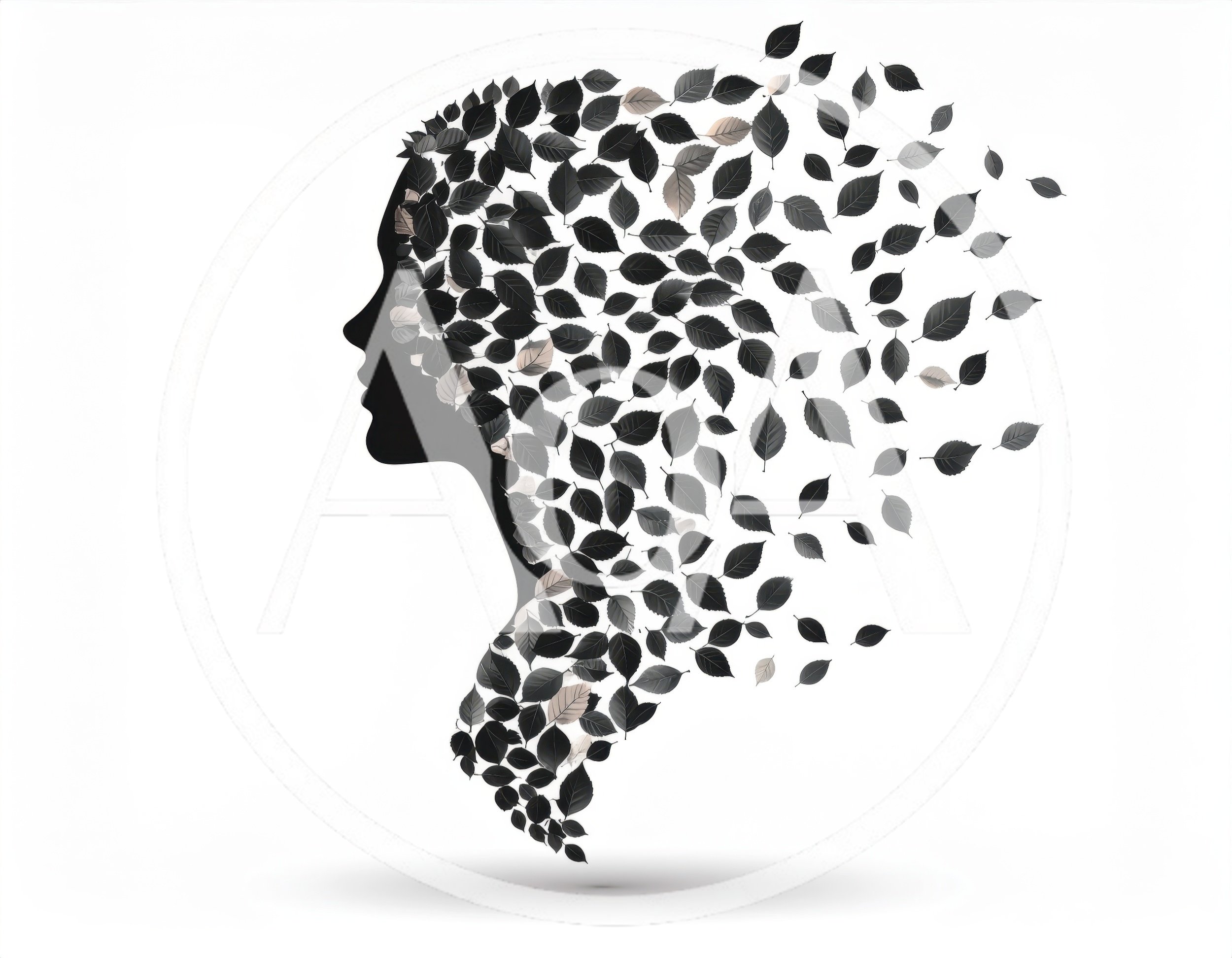 Silhouette Of A Woman Formed By Falling Leaves