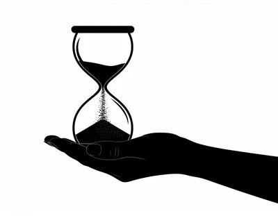 Silhouette Of A Hand Holding An Hourglass