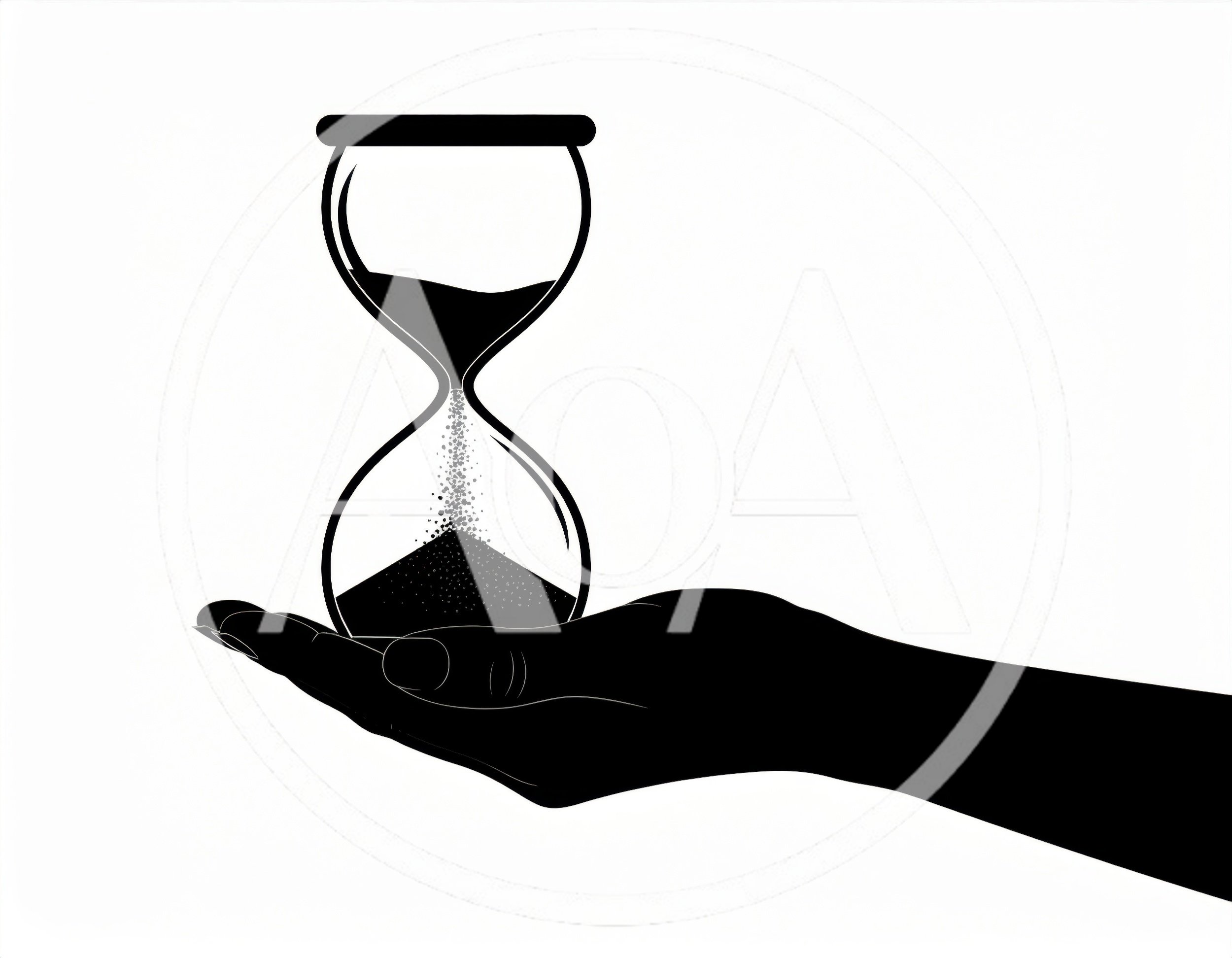 Silhouette Of A Hand Holding An Hourglass