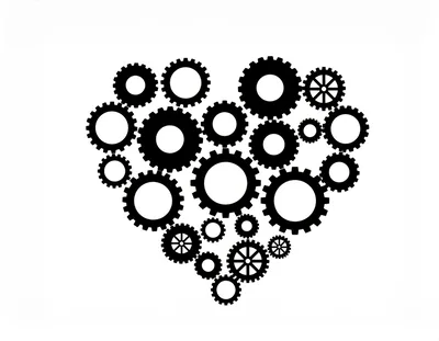 Heart Shape Composed Of Various Mechanical Gears