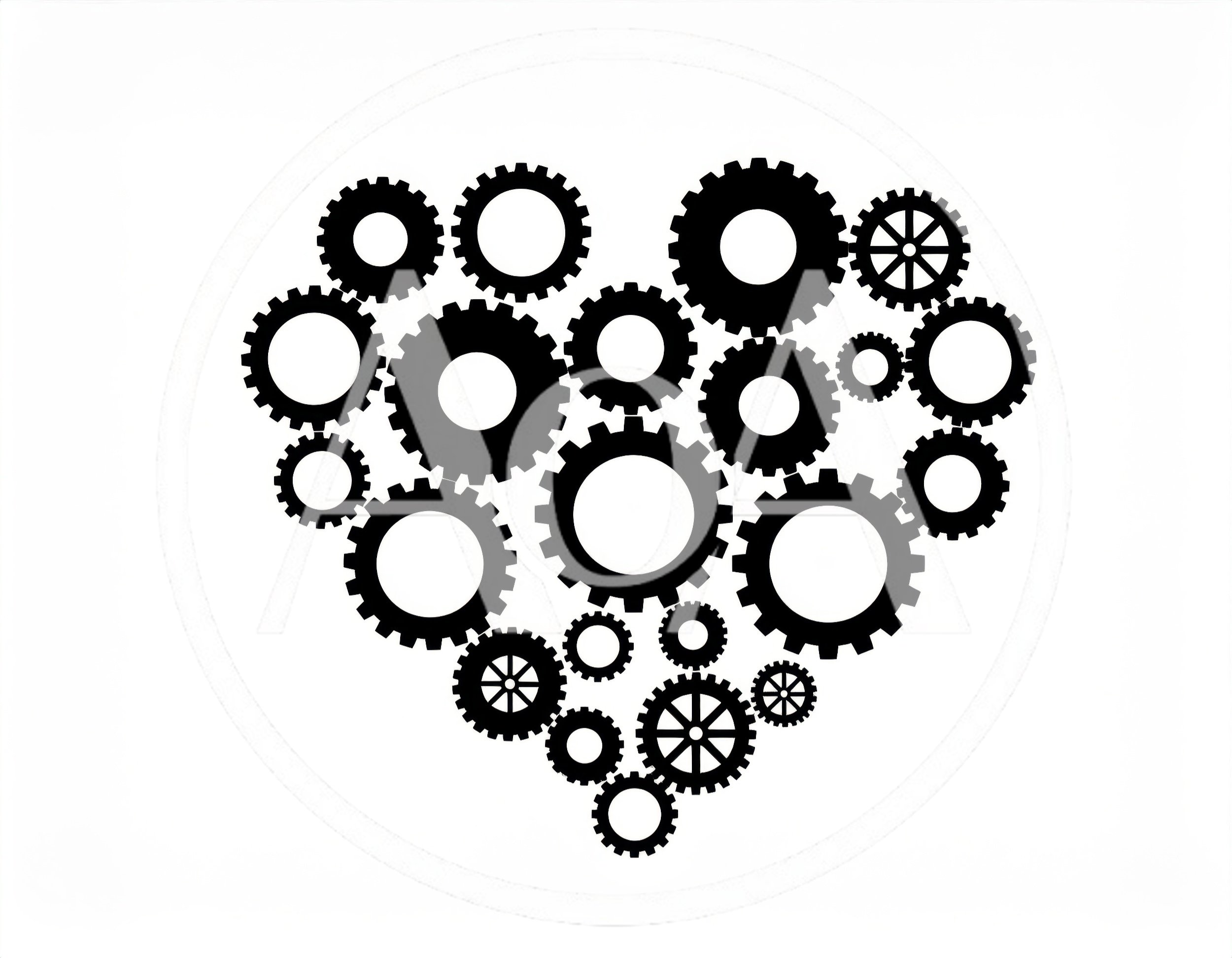 Heart Shape Composed Of Various Mechanical Gears