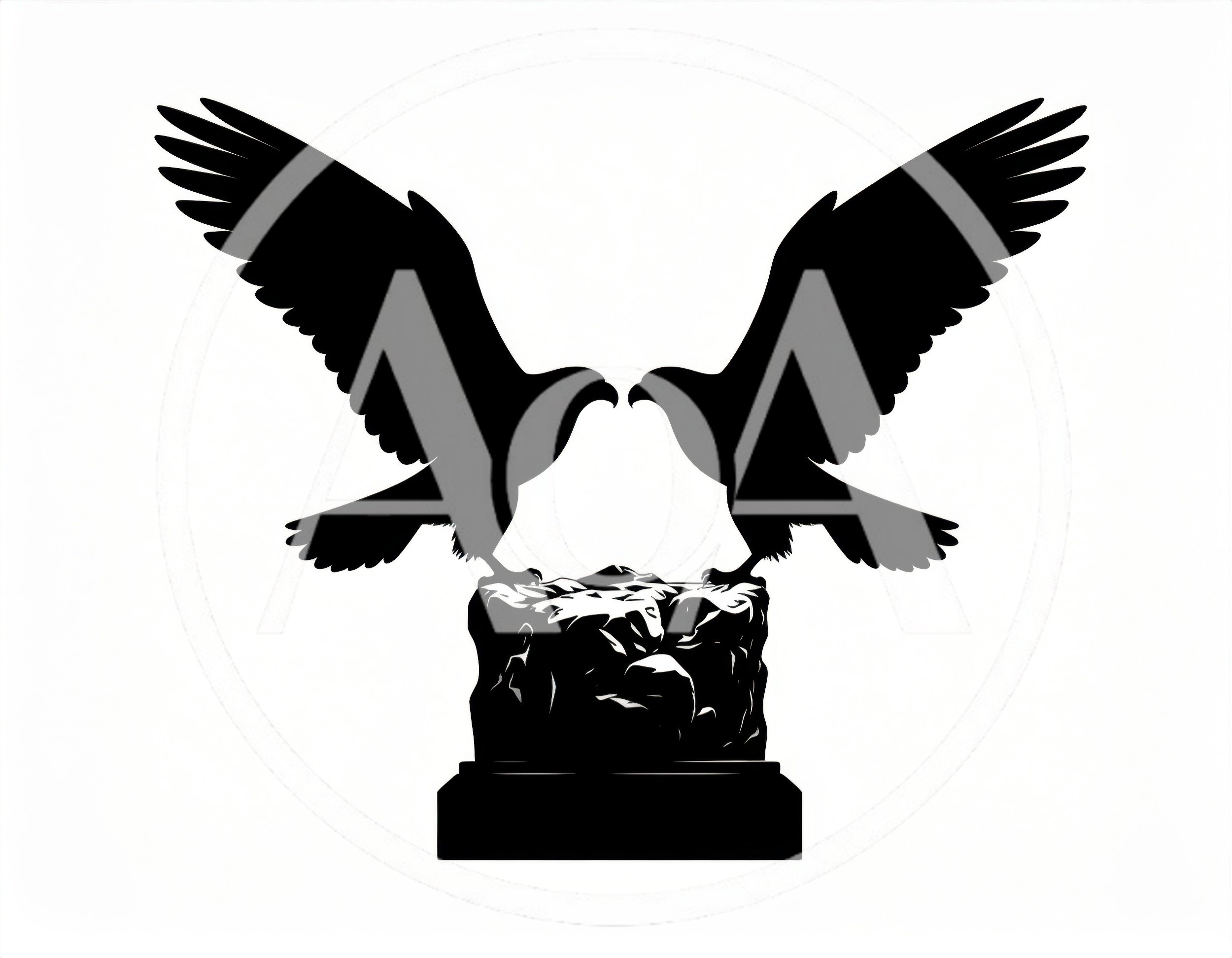 Two Eagles Perched On A Rocky Pedestal Silhouette