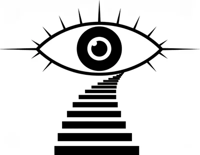 Minimalist Graphic Illustration Of An Eye Above Stairs