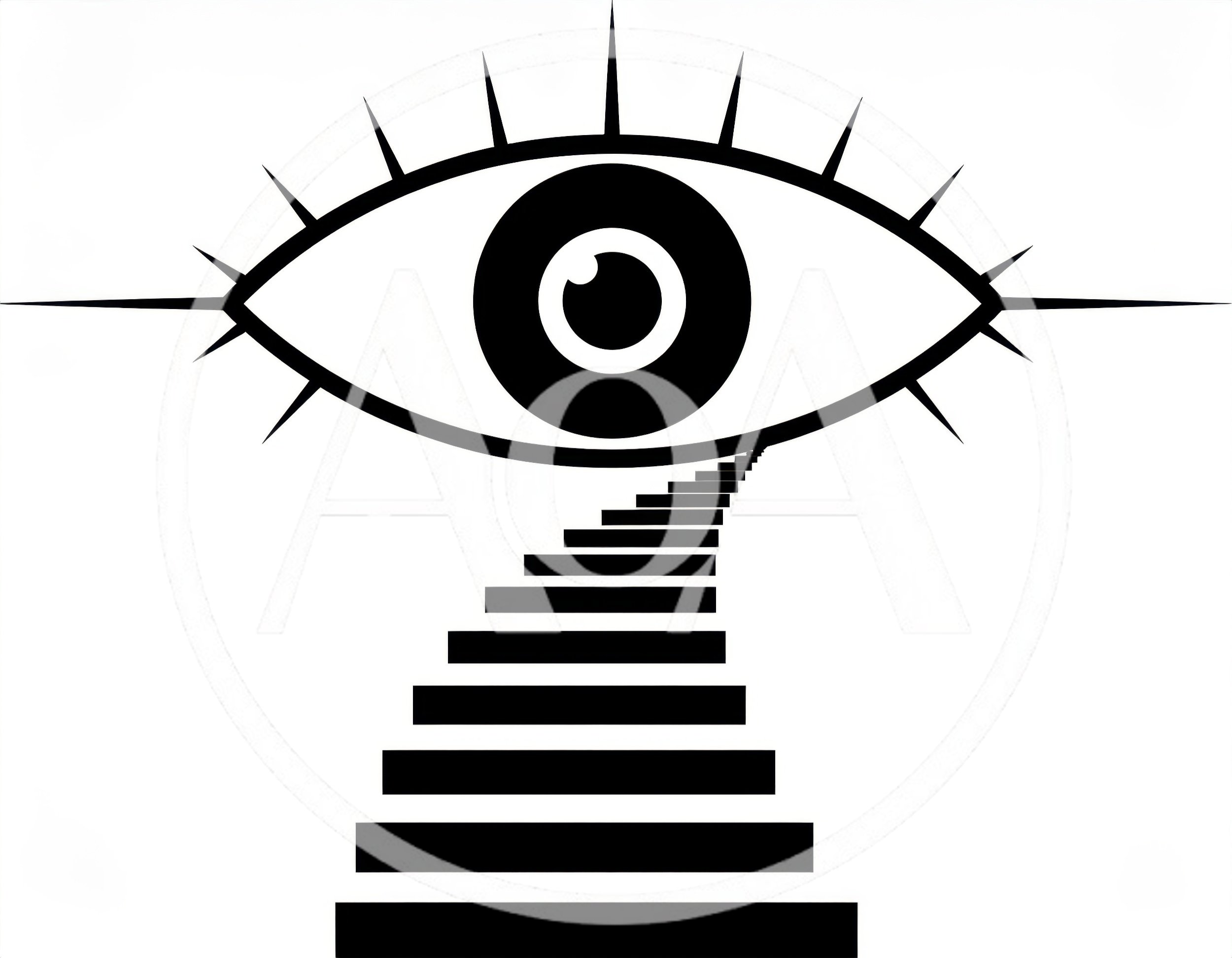 Minimalist Graphic Illustration Of An Eye Above Stairs