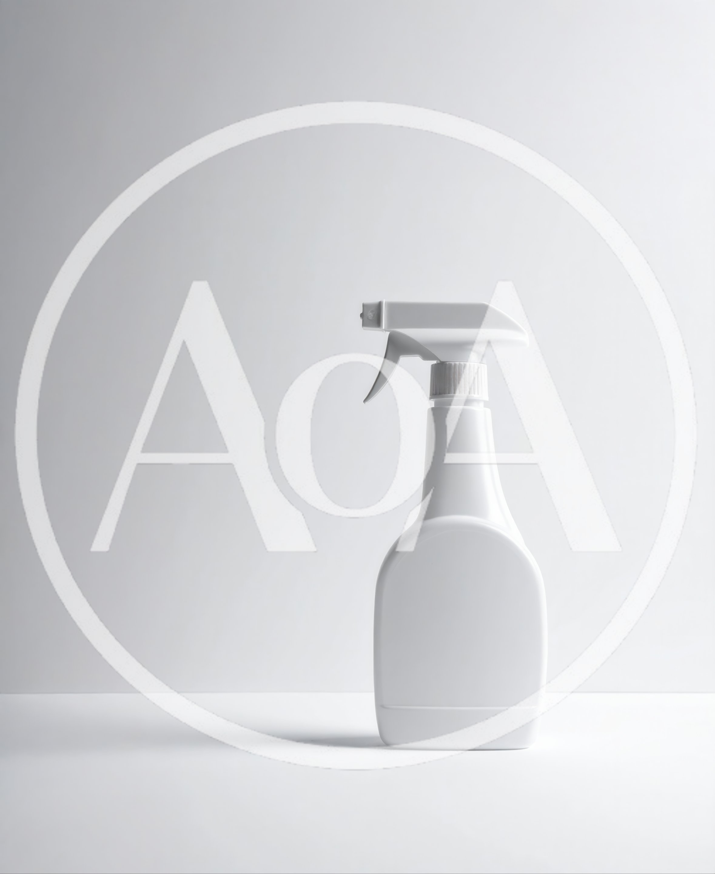 White Plastic Spray Bottle on White Background