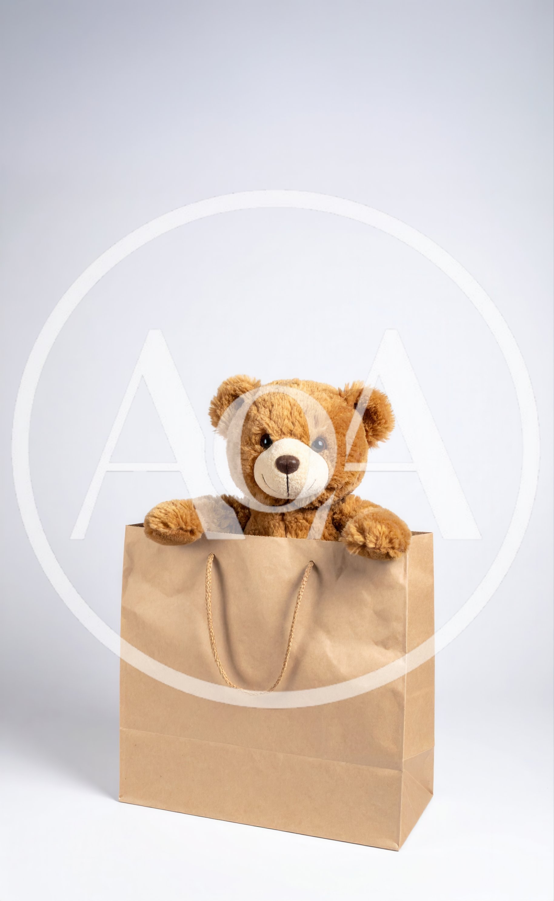 Brown Teddy Bear Inside A Paper Shopping Bag