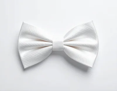 White Silk Bow Tie on White Background