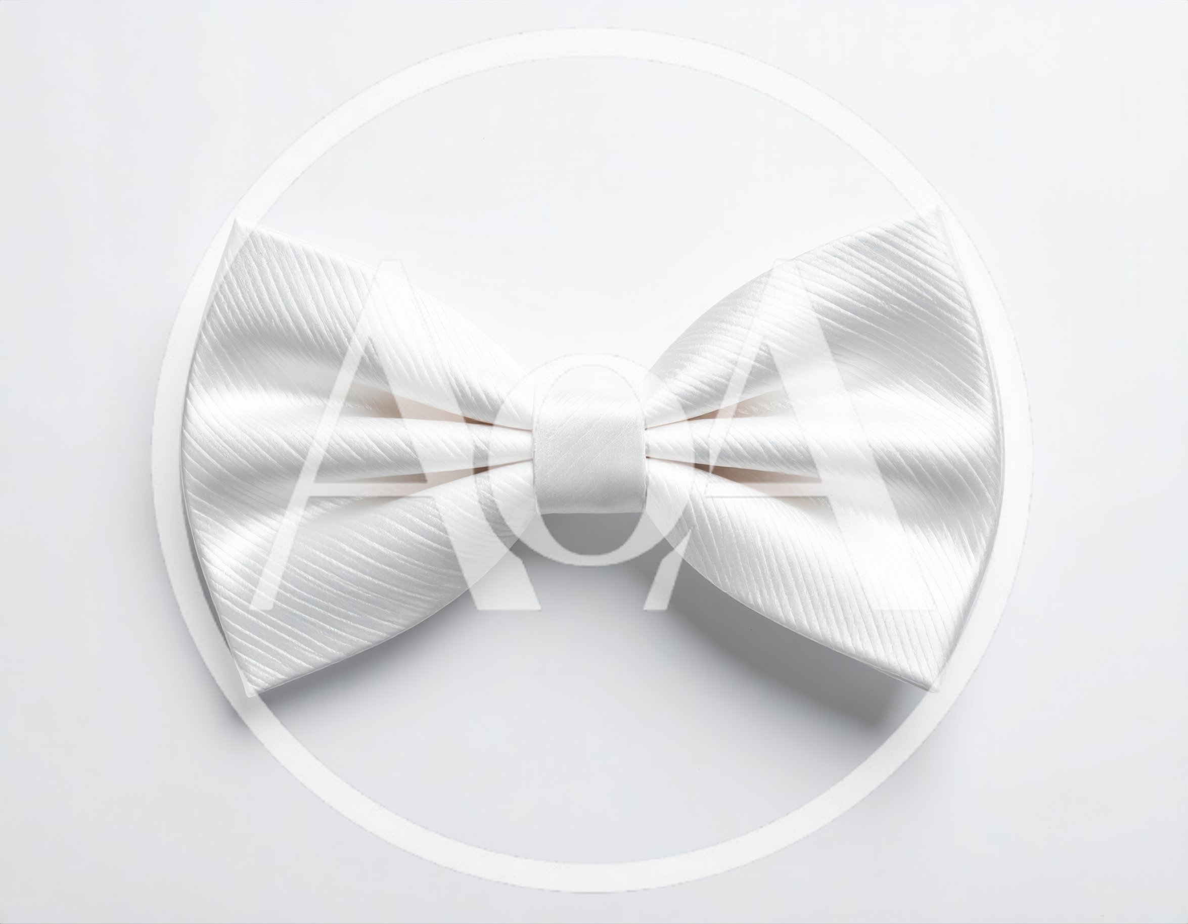White Silk Bow Tie on White Background