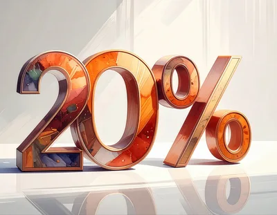 3D Rendered Twenty Percent Discount Sign