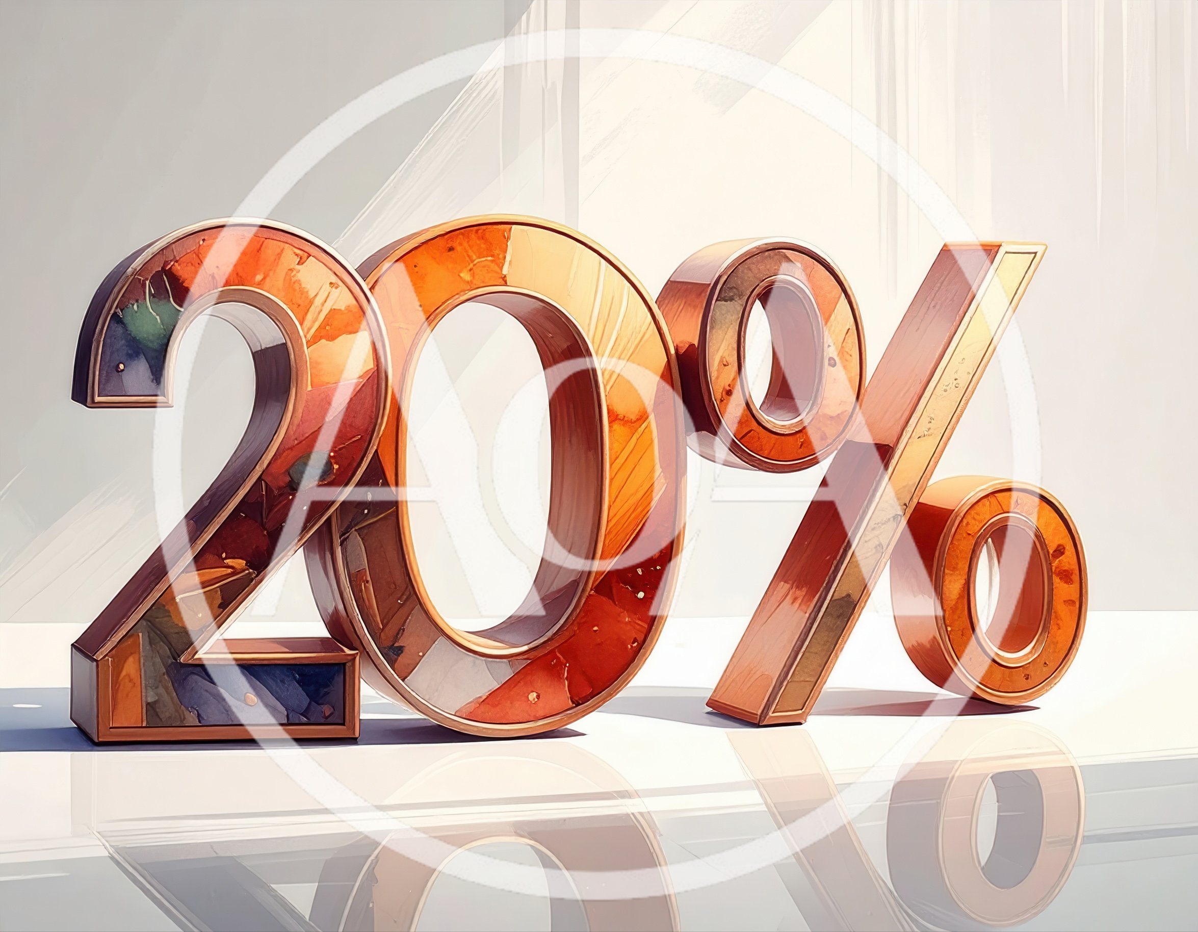 3D Rendered Twenty Percent Discount Sign