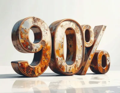 Large Rusty Metal Ninety Percent Sign