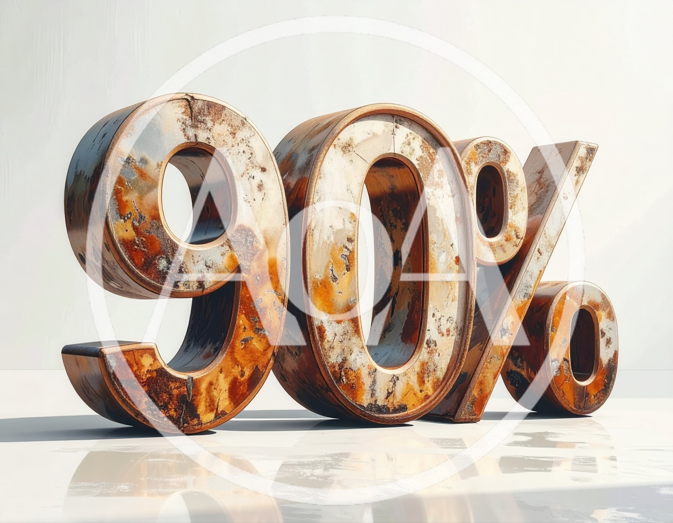Large Rusty Metal Ninety Percent Sign