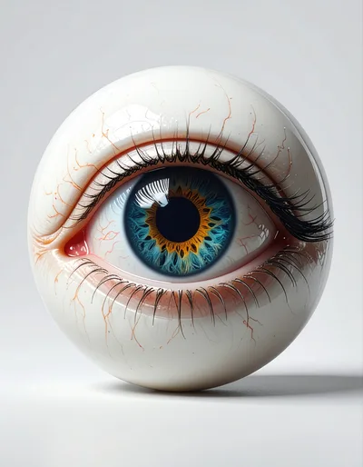 Surreal Human Eyeball With Detailed Iris And Eyelashes