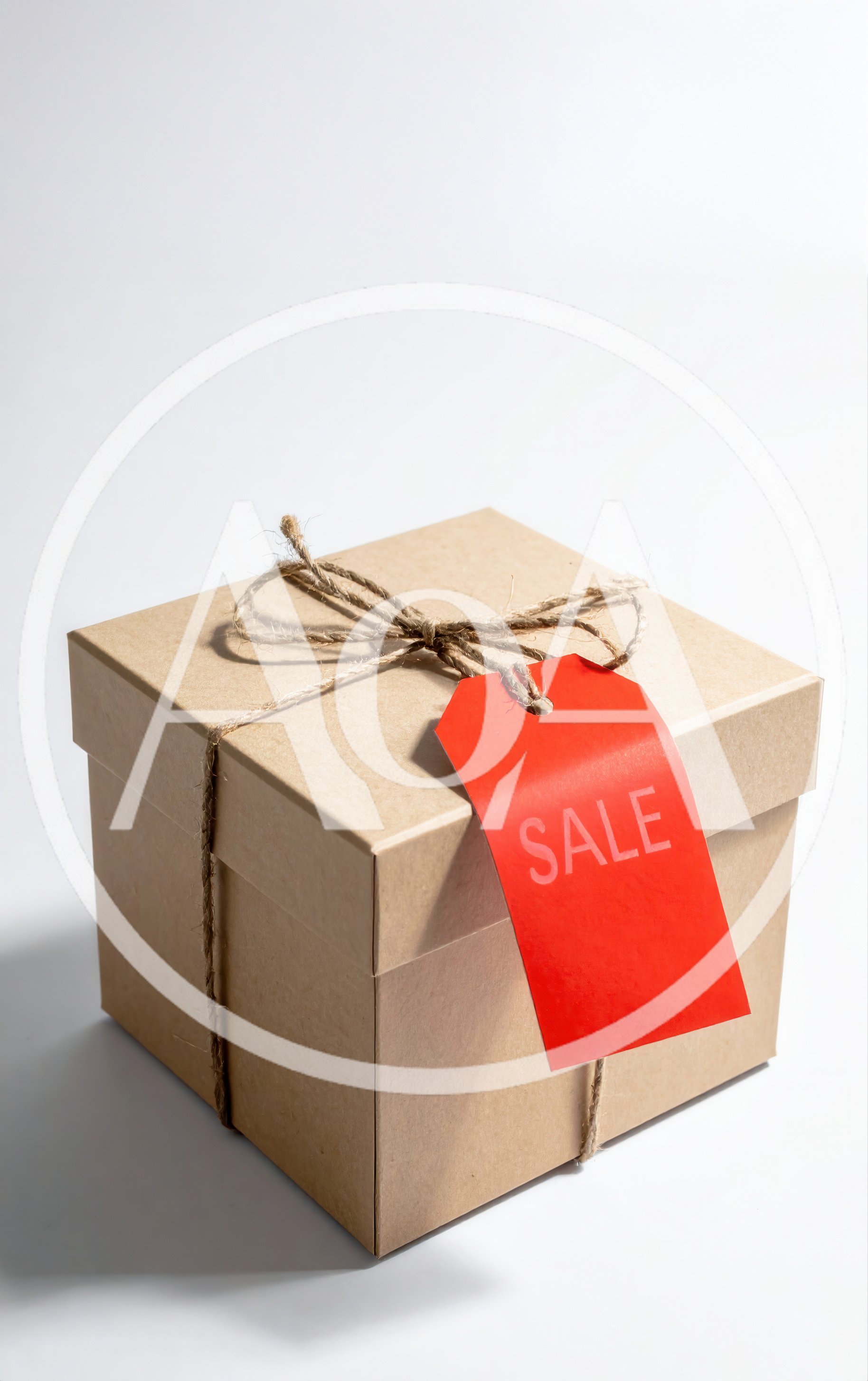 Cardboard Gift Box With Red Sale Tag
