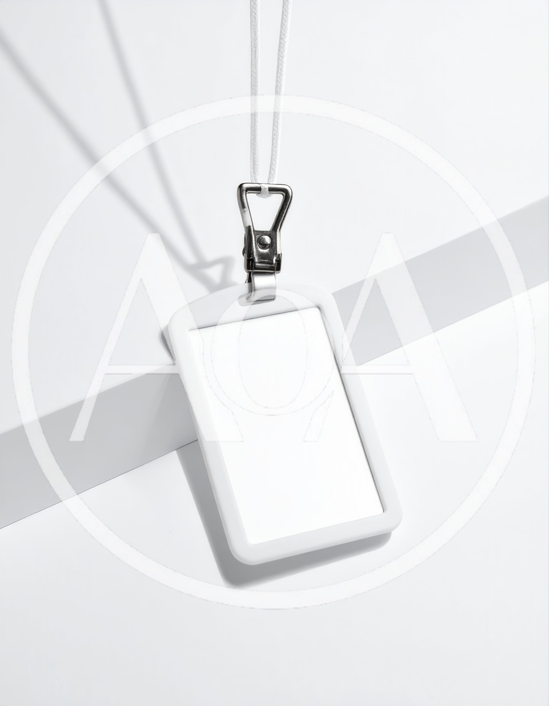 Blank White ID Badge Holder With Lanyard