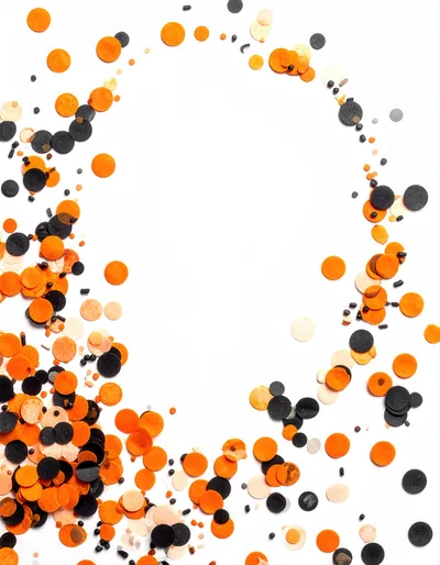 Halloween Confetti Border Frame on White Background