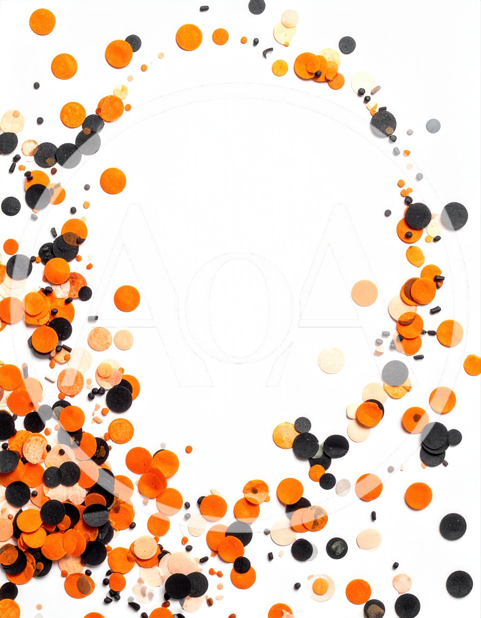 Halloween Confetti Border Frame on White Background