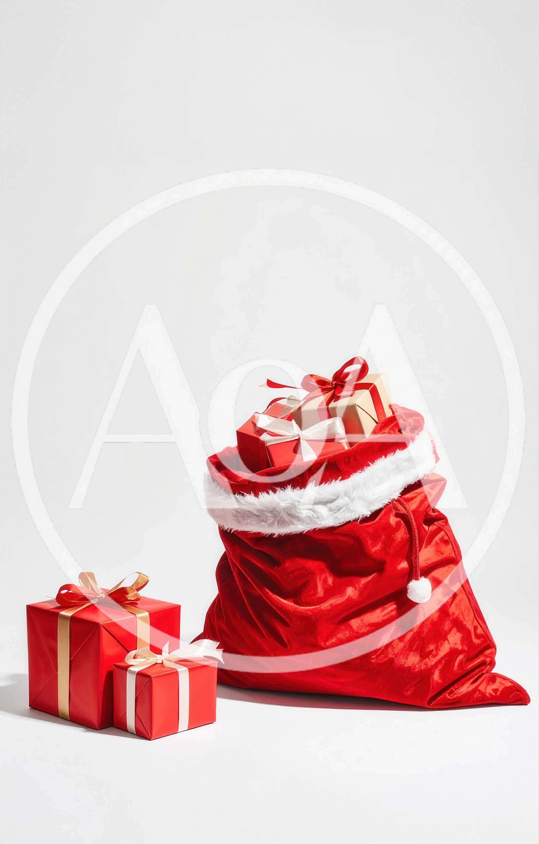 Santa Claus Red Velvet Gift Sack With Presents