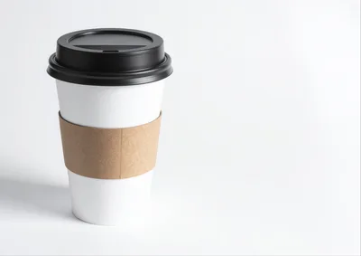 Disposable Paper Coffee Cup With Black Lid