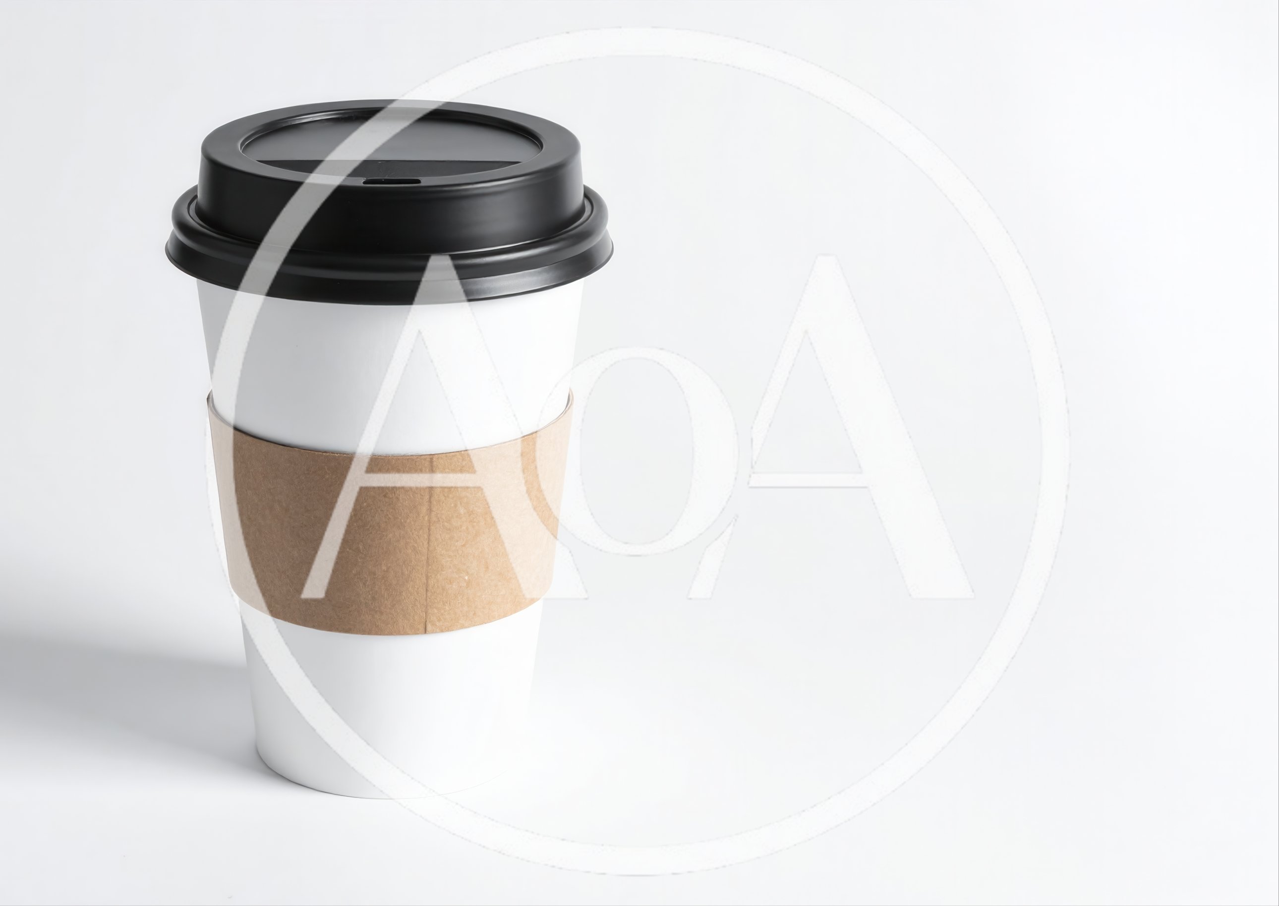 Disposable Paper Coffee Cup With Black Lid