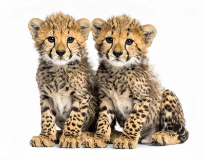 Two Adorable Cheetah Cubs Sitting Together