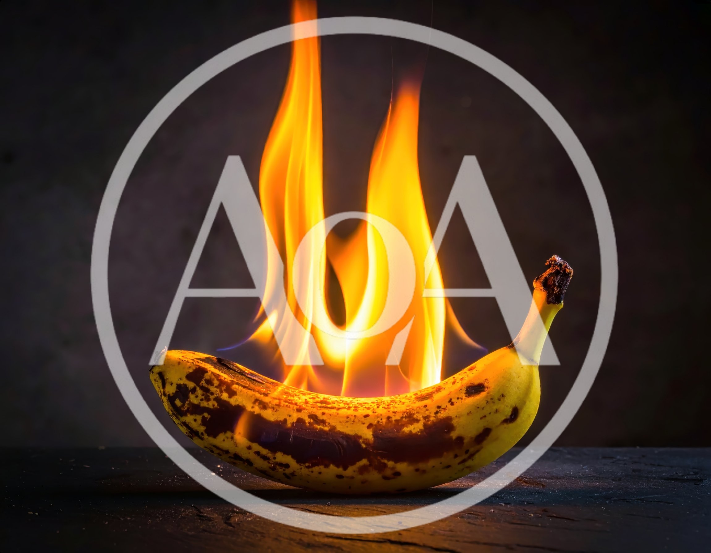 A Ripe Banana Burning With Bright Orange Flames
