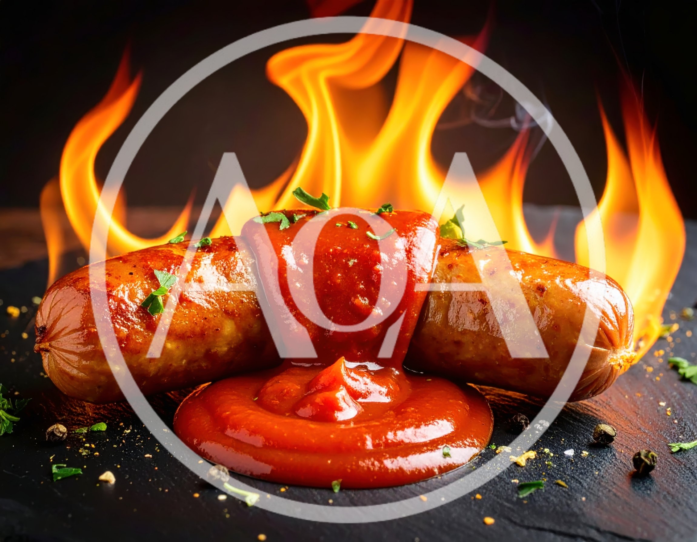 Grilled Sausage Covered in Spicy Tomato Sauce