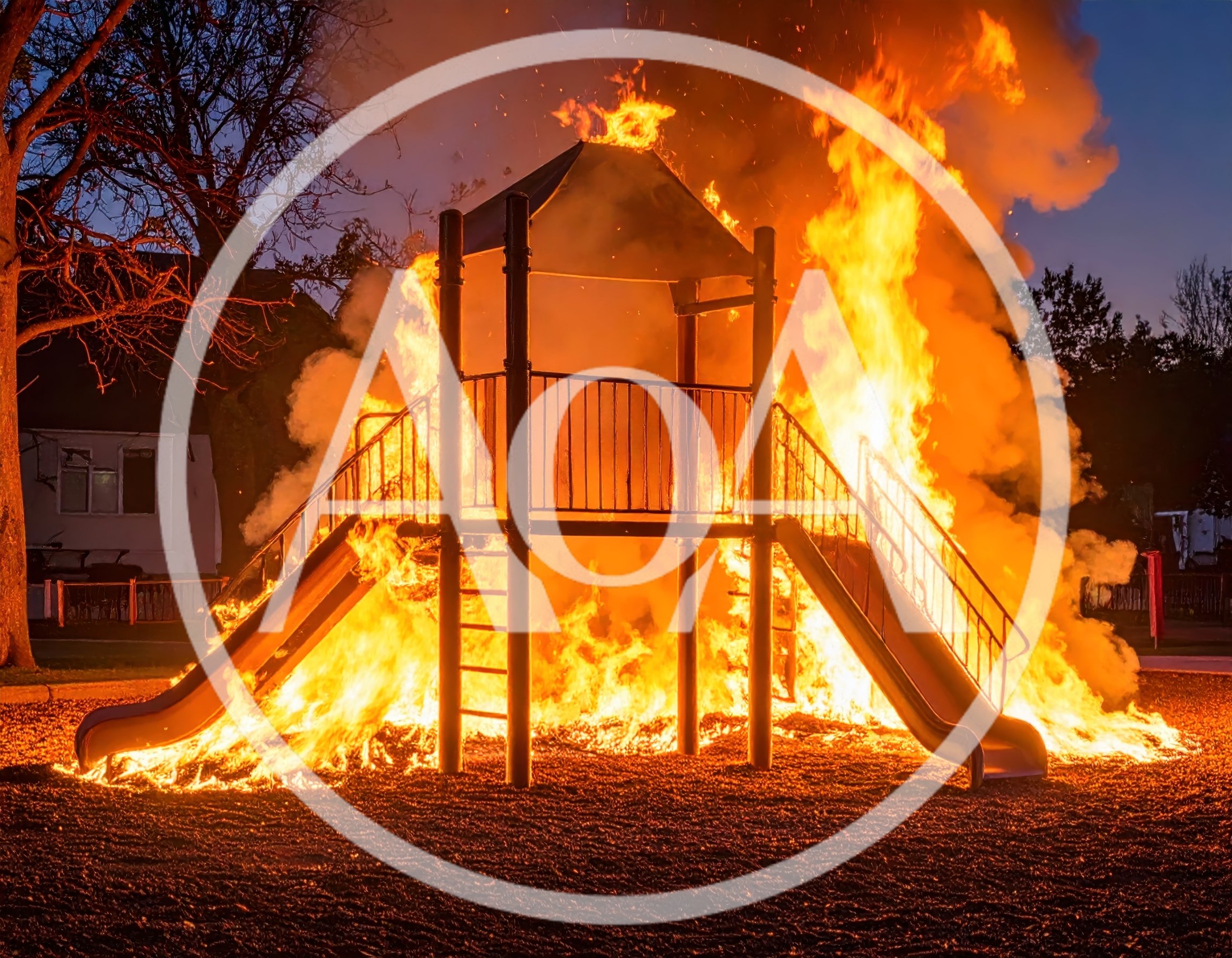 Playground Equipment Engulfed In Intense Fire