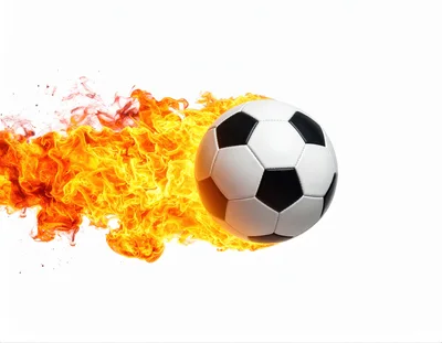 Soccer Ball Flying Through Air With Fiery Trail